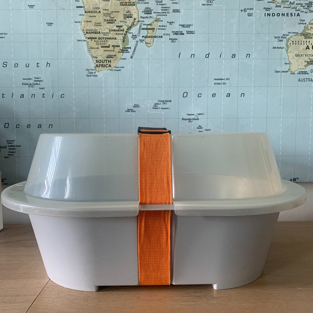 Discontinued IKEA ARMA Oval Storage Box Orange Buckle Strap 22"x14" 500.556.22